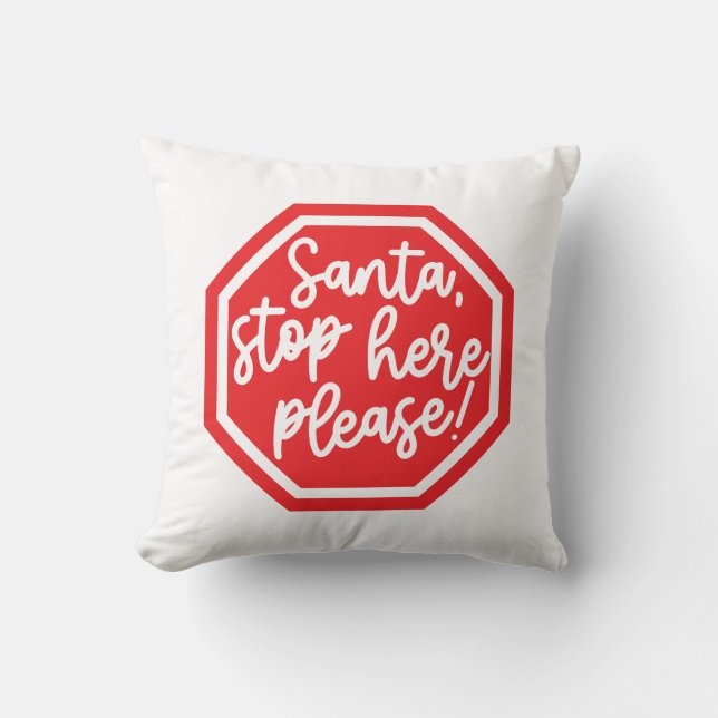Reversibele Santa Stop hier alstublieft Kussen (Voorkant)