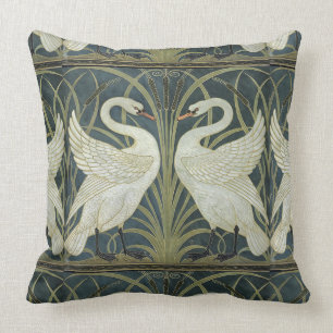 Reversibele Vintage Walter Crane Swan Rush en Iris Kussen