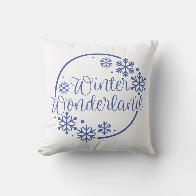 Reversibele winterWonderland met Snowflakes Kussen (Voorkant)