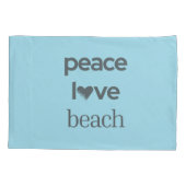 Reversible Blue Peace Love Beach | Coastal Decor Kussensloop (Achterkant)