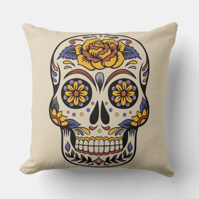 REVERSIBLE DESIGN Day of the Dead pillow Kussen (Voorkant)