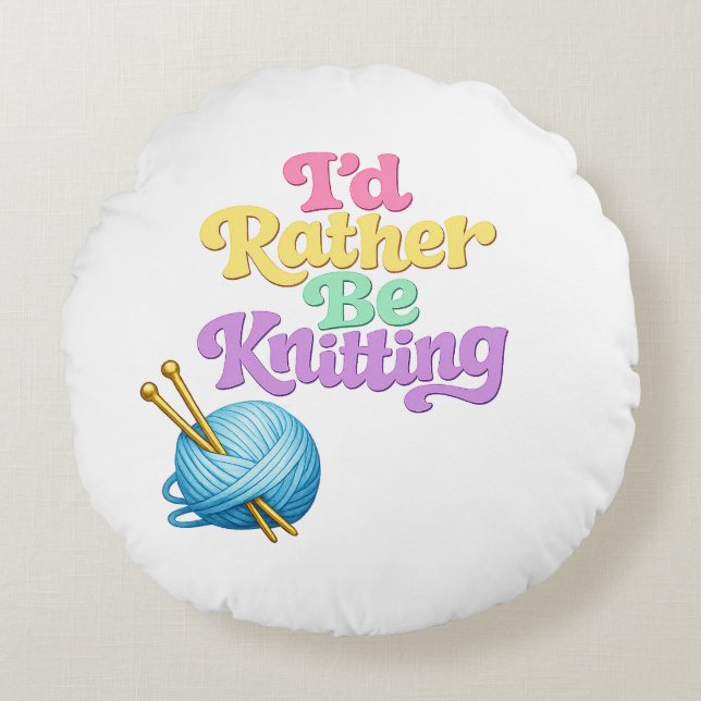 Reversible Knitting Crochet Round Pillow Rond Kussen (Voorkant)