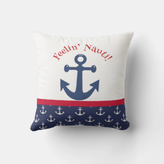 Reversible Navy Blue & White Nautical Anchor  Buitenkussen