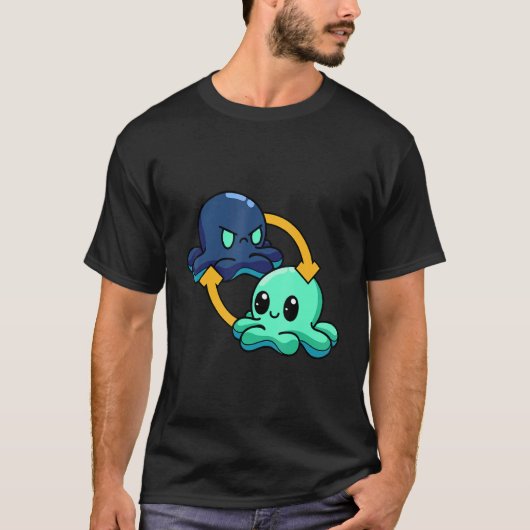 Reversible Octopus Emotional Switch Leisure T-shirt (Voorkant)