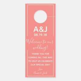 Reversible Welcome & DND Coral Wedding Label Deurhanger
