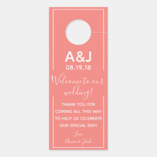 Reversible Welcome & DND Coral Wedding Label Deurhanger