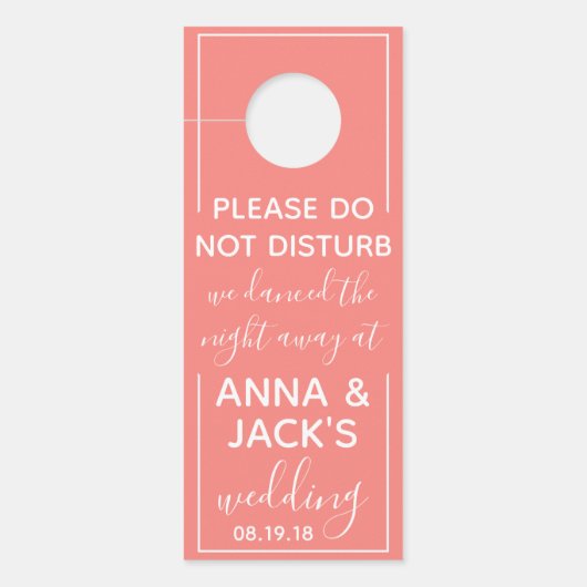 Reversible Welcome & DND Coral Wedding Label Deurhanger (Voorkant)