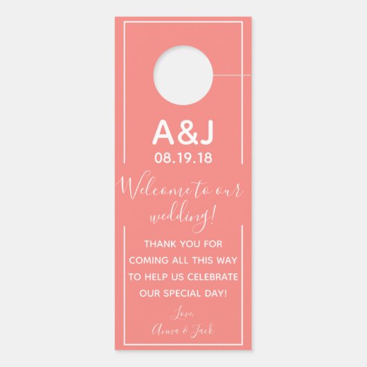 Reversible Welcome & DND Coral Wedding Label Deurhanger (Achterkant)