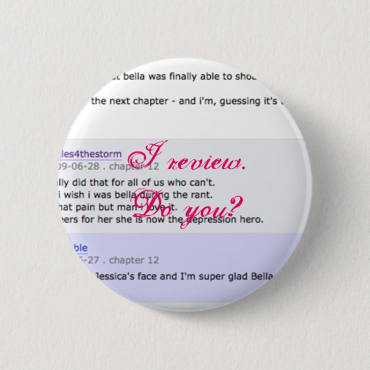Review bemanningslid ronde button 5,7 cm (Voorkant)