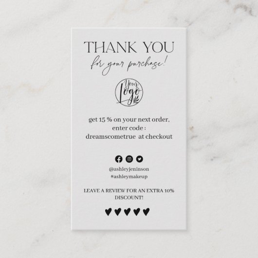 Review Eenvoudige, grijze volgorde bedankt Visitekaartje (Voorkant)