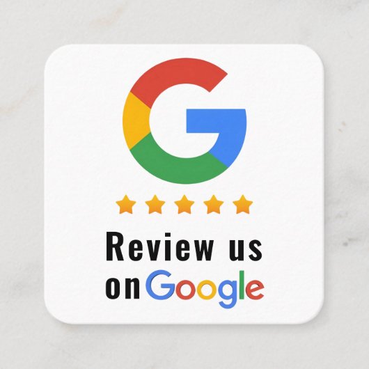 Review Google Review QR Code Google Ratings Vierkante Visitekaartje (Voorkant)