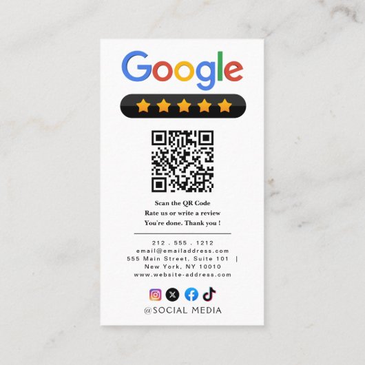 Review Google Review QR Code Google Ratings Visitekaartje (Achterkant)