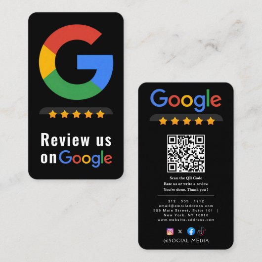 Review Google Review QR Code Google Ratings Visitekaartje (Voorkant / Achterkant)