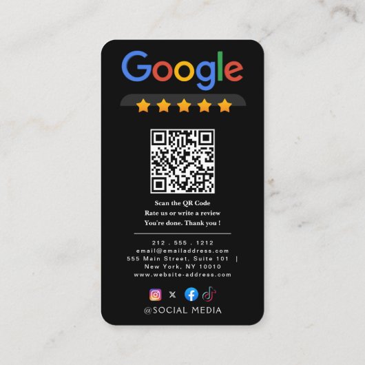 Review Google Review QR Code Google Ratings Visitekaartje (Achterkant)
