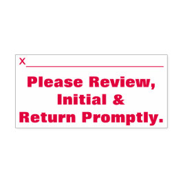 "Review, Initiaal en retourneren." Zelfinktende Stempel