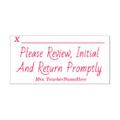 "Review, Initiaal en retournering snel" Zelfinktende Stempel (Design)