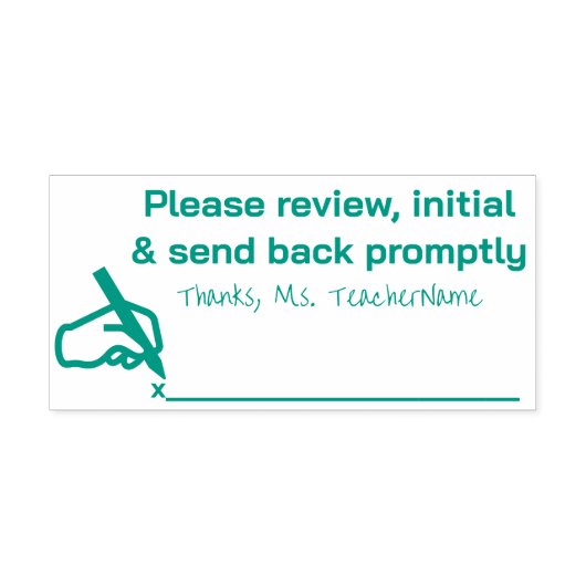 "review, initiaal en stuur snel terug"  zelfinktende stempel (Design)