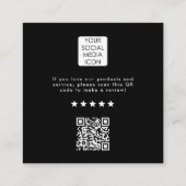 Review Link Business Logo QR Code Thank You Black Vierkante Visitekaartje (Achterkant)