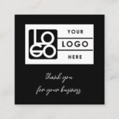 Review Link Business Logo QR Code Thank You Black Vierkante Visitekaartje (Voorkant)