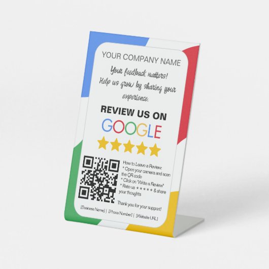 "Review ons op Google" voetstuk Reclamebord Met Voetstuk (Voorkant)