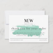 Review Order Packaging Insert Green Monogram Info Bedankkaart (Voorkant)