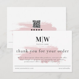 Review Order Packaging Insert Pink Monogram Info Bedankkaart
