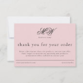 Review Order Packaging Insert Script Monogram Pink Bedankkaart (Voorkant)