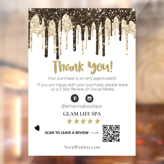 *~* REVIEW QR AP8 GLAM DRIPS. HARTELIJK BEDANKT RAAMSTICKER (Vel 2)