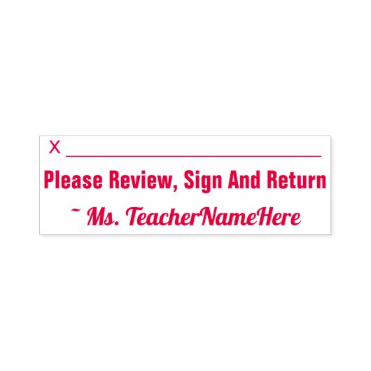 "Review, teken en keer terug" + Onderwijsnaam Zelfinktende Stempel (Design)