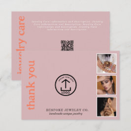 Review Thank You Jewelry Care Card Order Insert Bedankkaart