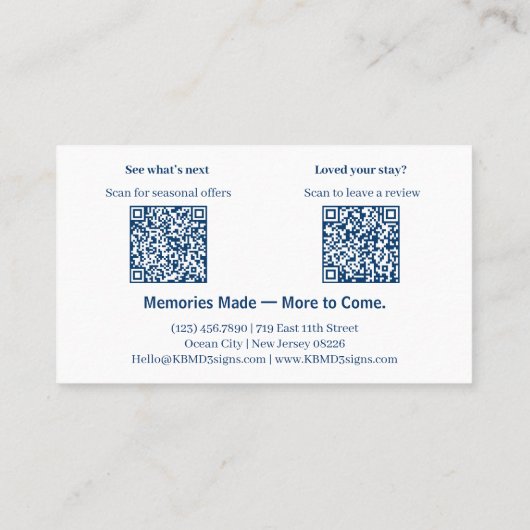 Reviews Offers Blue & White Holiday Home Thank You Visitekaartje (Achterkant)