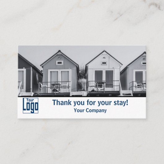 Reviews Offers Blue & White Holiday Home Thank You Visitekaartje (Voorkant)