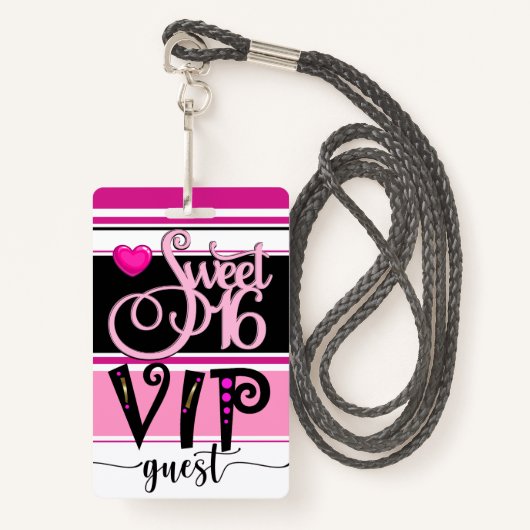 Revised Sweet 16 VIP Guest Badge - Bekijk terug (Voorkant met draagriem)