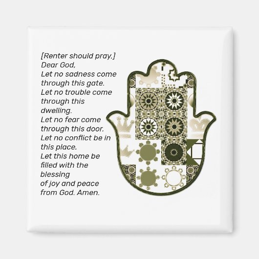 Revisit Square Khamsa Hand Magnet Renter (Voorkant)