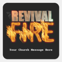 Revival fire kerk outreach typografie evangelisati vierkante sticker