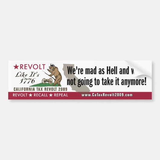 Revolt als 1776-we zijn een mad-Bumpersticker Bumpersticker (Voorkant)
