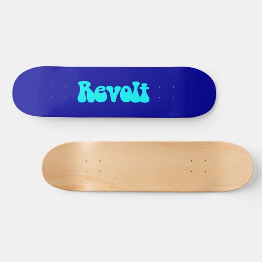 Revolt - Cyaan op donkerblauw Persoonlijk Skateboard (Horizontaal)