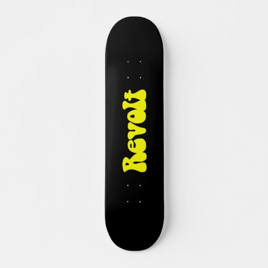 Revolt - Geel op zwart Skateboard (Voorkant)