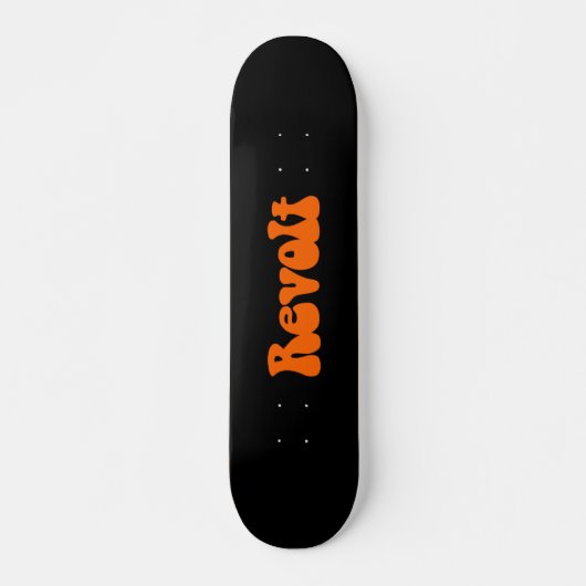 Revolt - Sinaasappel op zwart Skateboard (Voorkant)