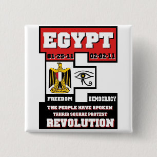 Revolutie in Egypte Vierkante Button 5,1 Cm