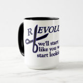 Revolutie versus evolutie mok (Voorkant links)