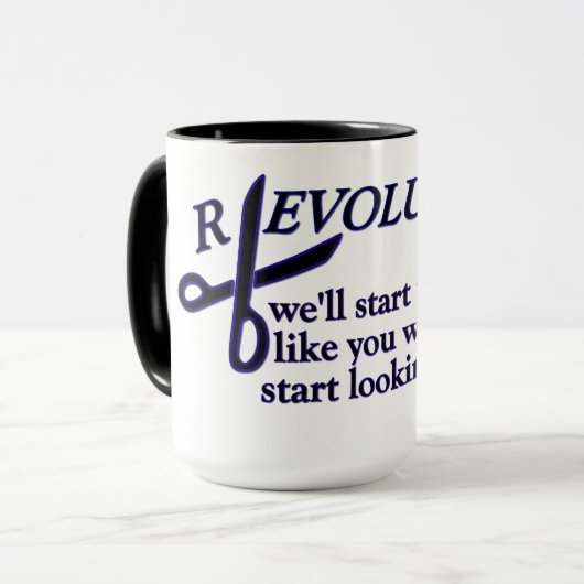 Revolutie versus evolutie mok (Voorkant links)