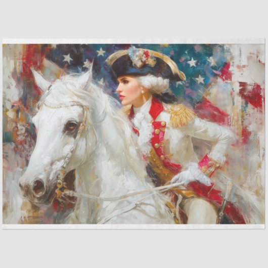 Revolutionaire Algemene Vrouw op Paardenrug Decoup Tissuepapier (Voorkant)