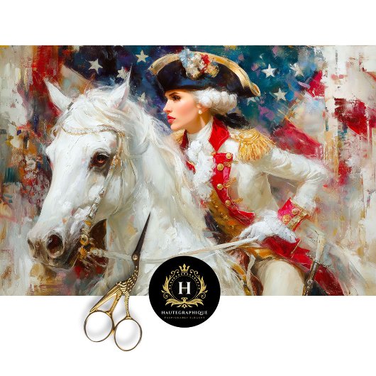 Revolutionaire Algemene Vrouw op Paardenrug Decoup Tissuepapier