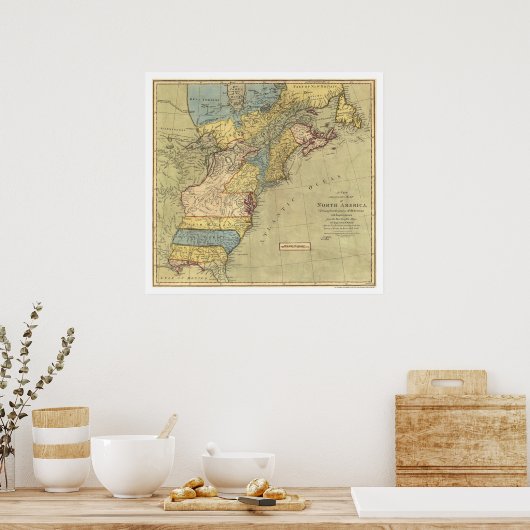 Revolutionaire Amerikaanse kaart 1771 Poster (Keuken)