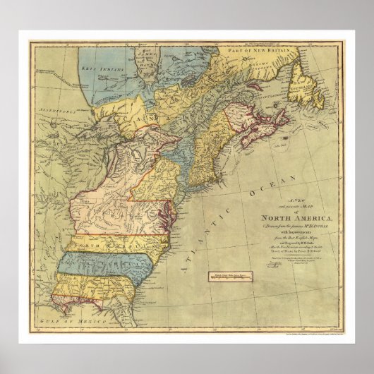 Revolutionaire Amerikaanse kaart 1771 Poster (Voorkant)