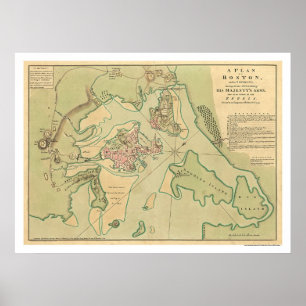 Revolutionaire Boston Map 1776 Poster