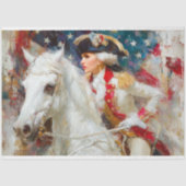 Revolutionaire Generaal Vrouw te Paard Découpage Tissuepapier (Voorkant)