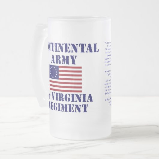 Revolutionaire Oorlog 1st Virginia Regiment Glass Matglas Bierpul (Voorkant links)