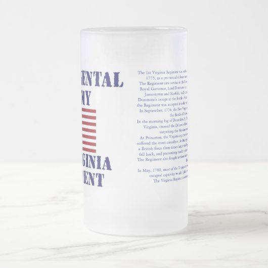 Revolutionaire Oorlog 1st Virginia Regiment Glass Matglas Bierpul (Center)